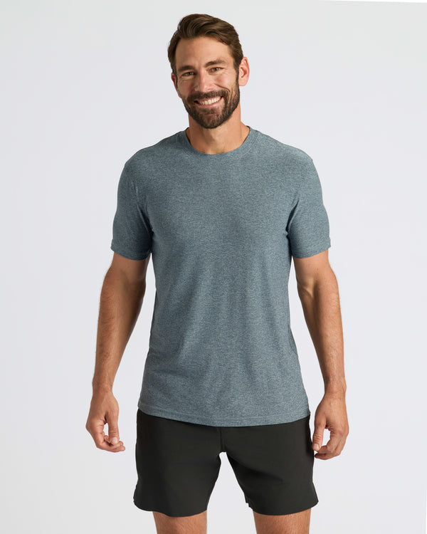 Heather Navy Active Crew Neck Tee